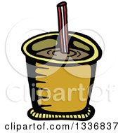 Clipart Of A Sketched Doodle Of A Drink With A Straw Royalty Free Vector Illustration