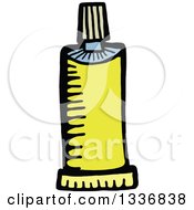 Clipart Of A Sketched Doodle Of A Yellow Paint Tube Royalty Free Vector Illustration