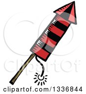 Sketched Doodle Of A Black And White Rocket Firework