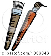 Clipart Of A Sketched Doodle Of Paintbrushes Royalty Free Vector Illustration