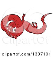 Clipart Of A Cartoon Red Chinese Dragon Royalty Free Vector Illustration by lineartestpilot