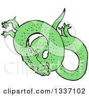 Clipart Of A Cartoon Green Chinese Dragon 2 Royalty Free Vector Illustration