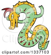 Clipart Of A Cartoon Green Chinese Dragon Royalty Free Vector Illustration by lineartestpilot