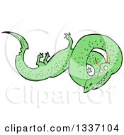 Clipart Of A Cartoon Green Chinese Dragon 3 Royalty Free Vector Illustration