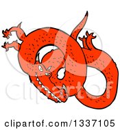 Clipart Of A Cartoon Red Chinese Dragon 2 Royalty Free Vector Illustration by lineartestpilot