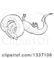 Lineart Clipart Of A Black And White Chinese Dragon 2 Royalty Free Outline Vector Illustration