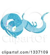 Clipart Of A Textured Blue Chinese Dragon Royalty Free Vector Illustration