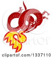 Poster, Art Print Of Textured Red Fire Breathing Chinese Dragon