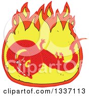 Poster, Art Print Of Textured Red Chinese Dragon In A Fire 2