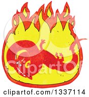 Poster, Art Print Of Textured Red Chinese Dragon In A Fire 3