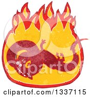 Poster, Art Print Of Textured Red Chinese Dragon In A Fire 4