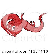 Clipart Of A Textured Red Chinese Dragon 3 Royalty Free Vector Illustration