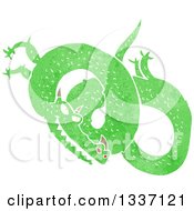 Clipart Of A Textured Green Chinese Dragon 3 Royalty Free Vector Illustration