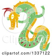 Clipart Of A Textured Green Chinese Dragon 4 Royalty Free Vector Illustration by lineartestpilot