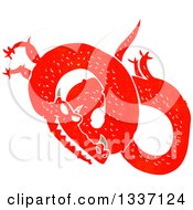 Clipart Of A Red Chinese Dragon Royalty Free Vector Illustration by lineartestpilot