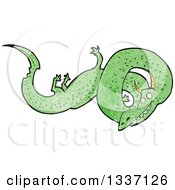 Clipart Of A Textured Green Twisting Chinese Dragon Royalty Free Vector Illustration