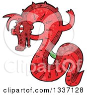 Clipart Of A Textured Red Chinese Dragon 5 Royalty Free Vector Illustration by lineartestpilot