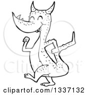 Poster, Art Print Of Black And White Walking Happy Dragon