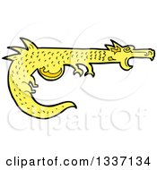 Clipart Of A Cartoon Yellow Medieval Dragon Royalty Free Vector Illustration