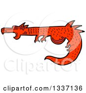 Poster, Art Print Of Cartoon Red Medieval Dragon