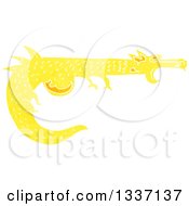 Clipart Of A Textured Yellow Medieval Dragon Royalty Free Vector Illustration by lineartestpilot