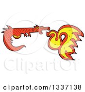 Clipart Of A Textured Red Fire Breathing Medieval Dragon Royalty Free Vector Illustration by lineartestpilot