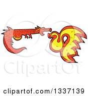 Clipart Of A Textured Red Fire Breathing Medieval Dragon 2 Royalty Free Vector Illustration by lineartestpilot