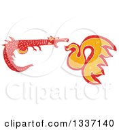 Clipart Of A Textured Red Fire Breathing Medieval Dragon 3 Royalty Free Vector Illustration