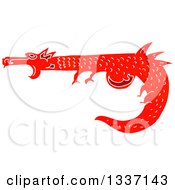 Clipart Of A Textured Red Medieval Dragon 2 Royalty Free Vector Illustration