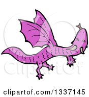 Poster, Art Print Of Cartoon Flying Purple Dragon
