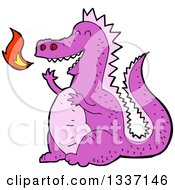 Poster, Art Print Of Cartoon Purple Fire Breathing Dragon
