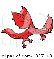 Poster, Art Print Of Cartoon Flying Red Dragon