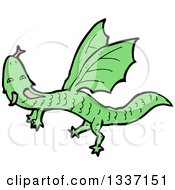 Poster, Art Print Of Cartoon Flying Green Dragon