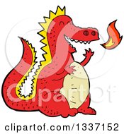 Poster, Art Print Of Cartoon Red Fire Breathing Dragon