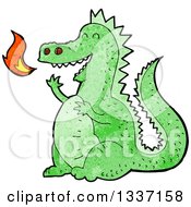 Poster, Art Print Of Textured Green Fire Breathing Dragon
