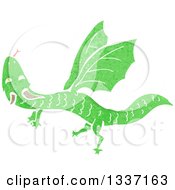 Poster, Art Print Of Textured Flying Green Dragon 2