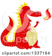 Clipart Of A Textured Red Fire Breathing Dragon 2 Royalty Free Vector Illustration