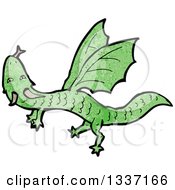 Poster, Art Print Of Textured Flying Green Dragon