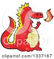 Clipart Of A Textured Red Fire Breathing Dragon Royalty Free Vector Illustration
