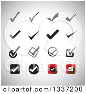 Poster, Art Print Of Selection Tick Check Mark App Icon Button Design Elements Over Shading