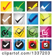 Selection Tick Check Mark And Colorful Square App Icon Button Design Elements