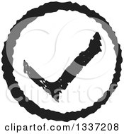 Clipart Of A Distressed Black Selection Tick Check Mark App Icon Button Design Element 3 Royalty Free Vector Illustration