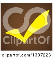 Clipart Of A Yellow Selection Tick Check Mark Over Brown App Icon Button Design Element Royalty Free Vector Illustration