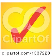 Poster, Art Print Of Red Selection Tick Check Mark Over Yellow App Icon Button Design Element