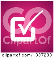 Poster, Art Print Of White Selection Tick Check Mark Over Pink App Icon Button Design Element