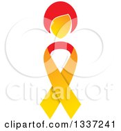 Poster, Art Print Of Yellow Orange And Red Kidney Cancer Awareness Ribbon With A Womans Head