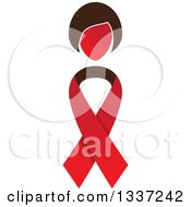 Clipart Of A Red AIDS HIV Awareness Ribbon With A Womans Head Royalty Free Vector Illustration