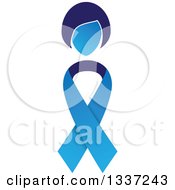 Poster, Art Print Of Blue Colon Cancer Awareness Ribbon With A Womans Head