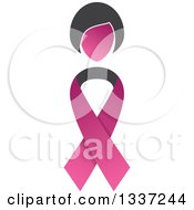 Poster, Art Print Of Pink Cancer Awareness Ribbon With A Womans Head