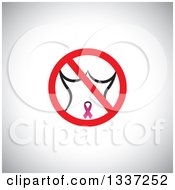 Poster, Art Print Of Pink Cancer Awareness Ribbon And Womans Torso In A Restricted Symbol Over Shading
